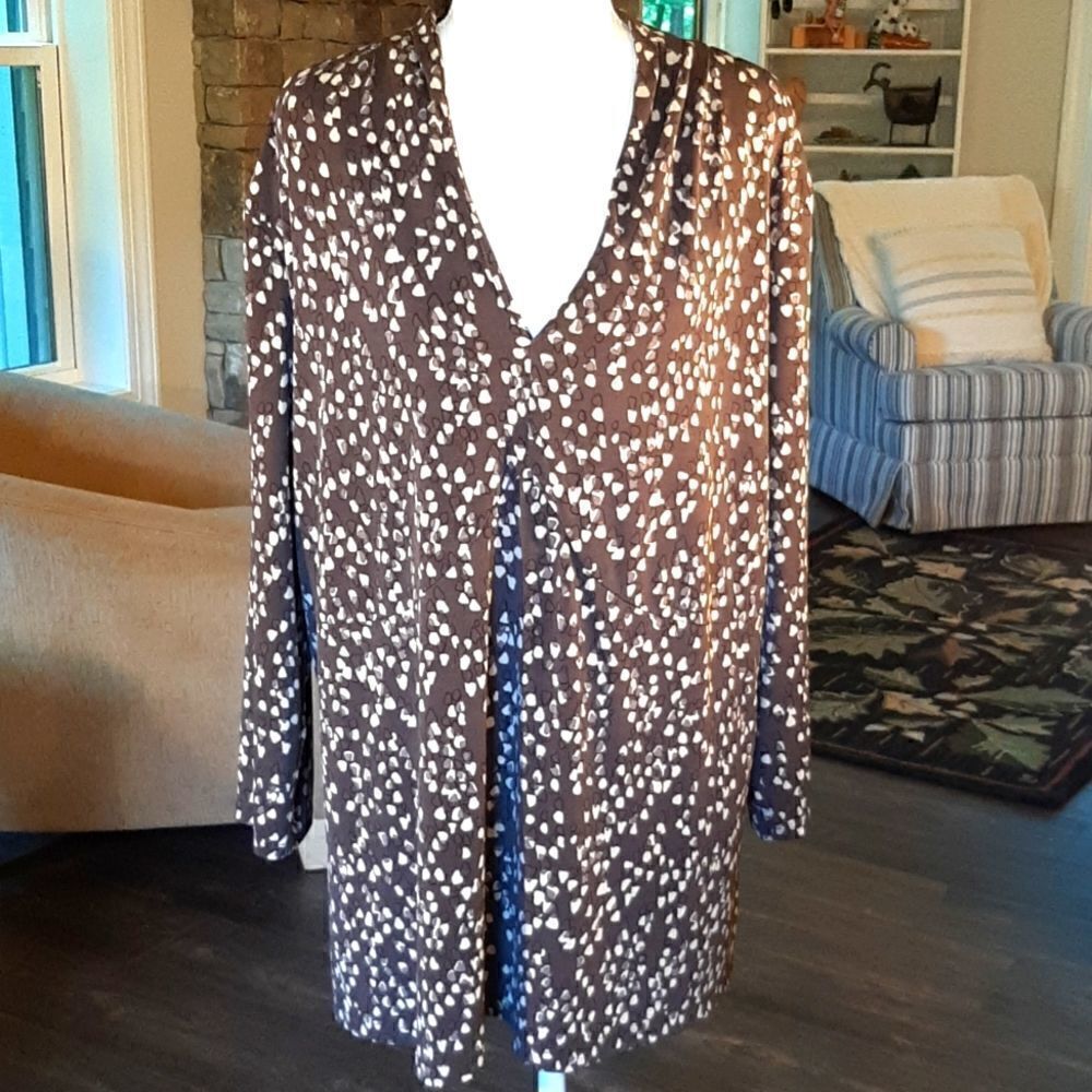 Apostrophe Brown and Cream 20-22W Quarter Sleeve Blouse